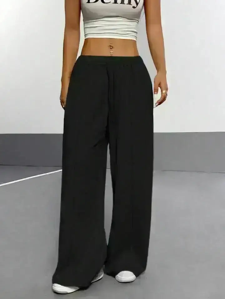 LT1K Pure Black Front-Seam Wide-Leg Trouser (Made For Summer). - lessthan1thousand