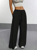 LT1K Pure Black Front-Seam Wide-Leg Trouser (Made For Summer).