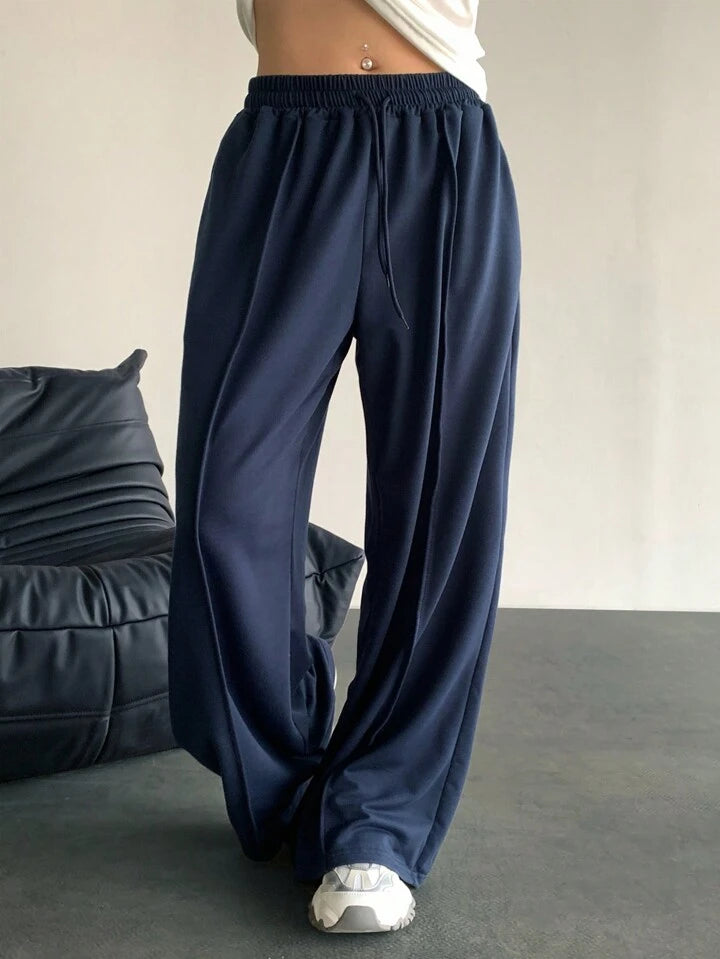 LT1K Navy Blue Front-Seam Wide-Leg Trouser (Made For Summer).