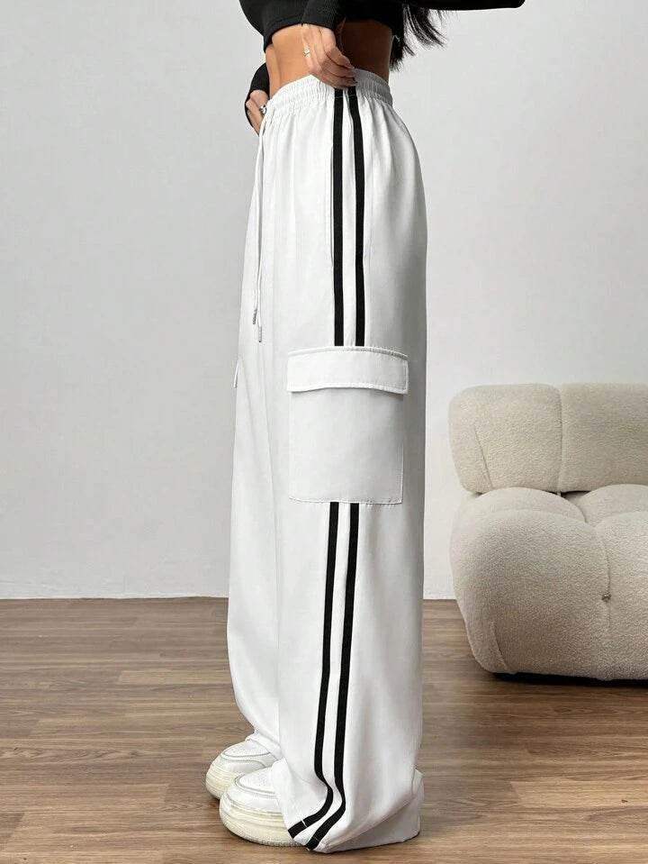 LT1K Stripe Cargo Wide-Leg Trouser (Perfect For All Season)