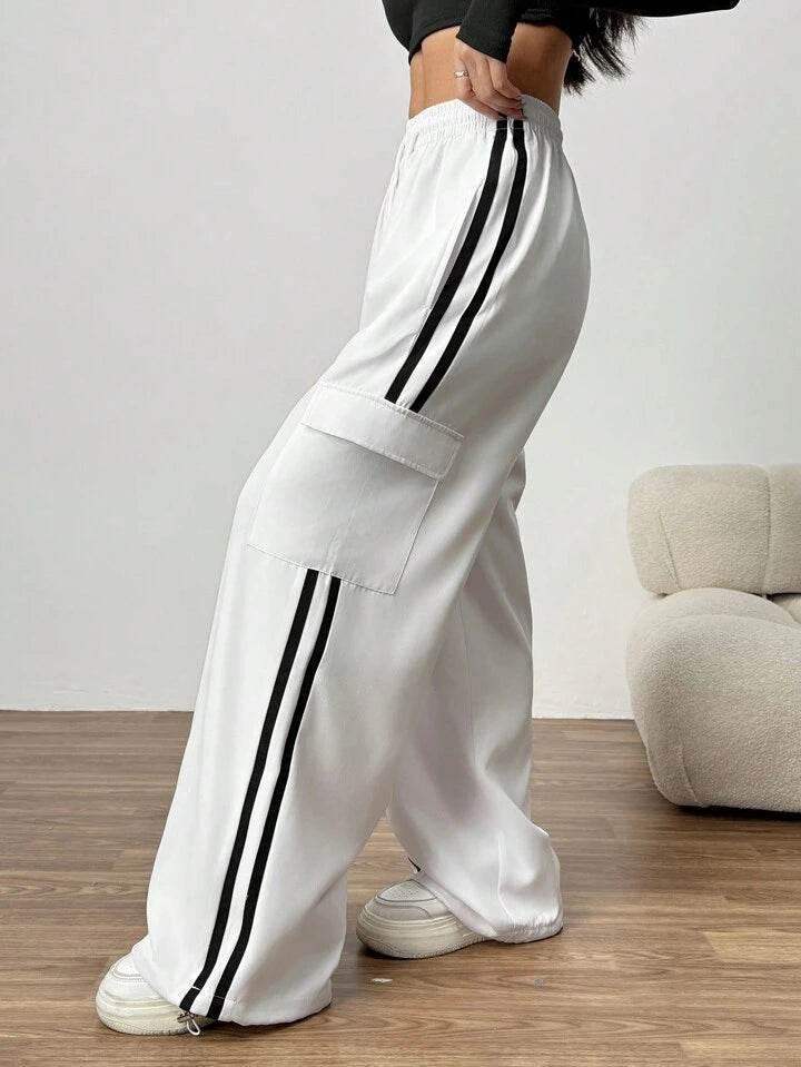 LT1K Stripe Cargo Wide-Leg Trouser (Perfect For All Season)