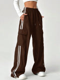 LT1K BrownSide Stripe Cargo Wide-Leg Trouser (Made For Summer).