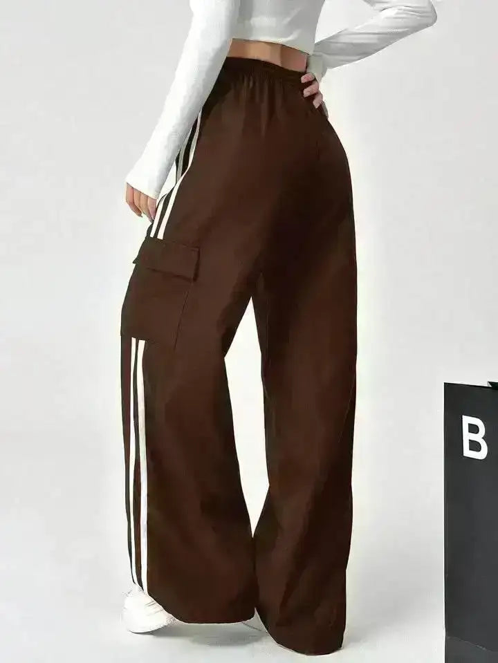 LT1K BrownSide Stripe Cargo Wide-Leg Trouser (Made For Summer). - lessthan1thousand