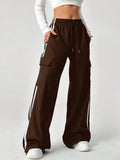 LT1K BrownSide Stripe Cargo Wide-Leg Trouser (Made For Summer).
