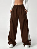 LT1K BrownSide Stripe Cargo Wide-Leg Trouser (Made For Summer).