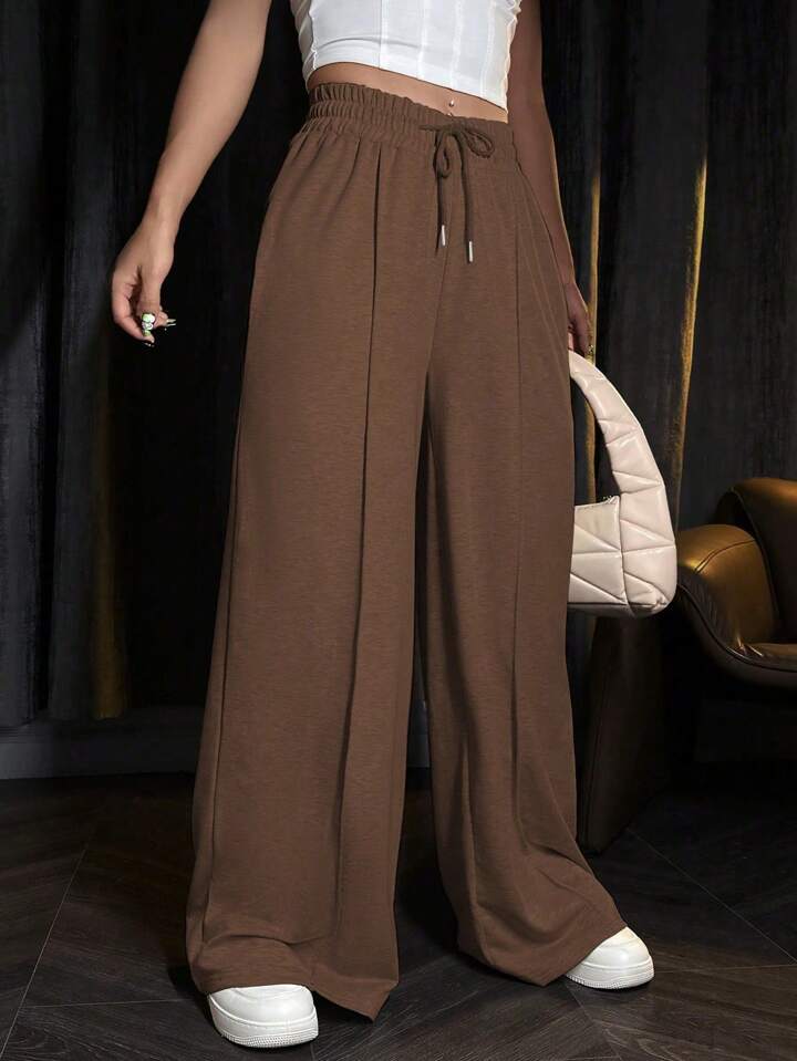 LT1K Brown Front-Seam Wide-Leg Trouser (Made For Summer).