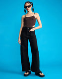 LT1K Black Utility Pocket Wide-Leg Frayed Hem Jeans. - lessthan1thousand