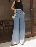 LT1K Blue Two-Tone Wide-Leg Jeans. - lessthan1thousand