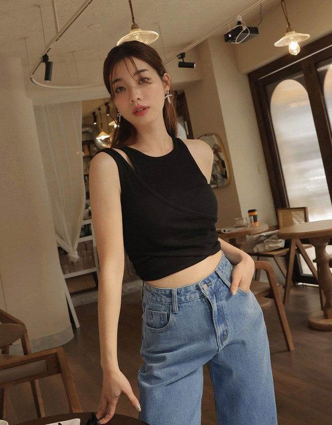 LT1K Blue Two-Tone Wide-Leg Jeans. - lessthan1thousand