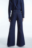 LT1K Dark Blue Split Hem High-Waisted Flare Jeans. - lessthan1thousand