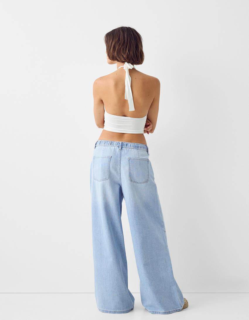 LT1K Elastic Waist Wide-Leg Jeans. - lessthan1thousand