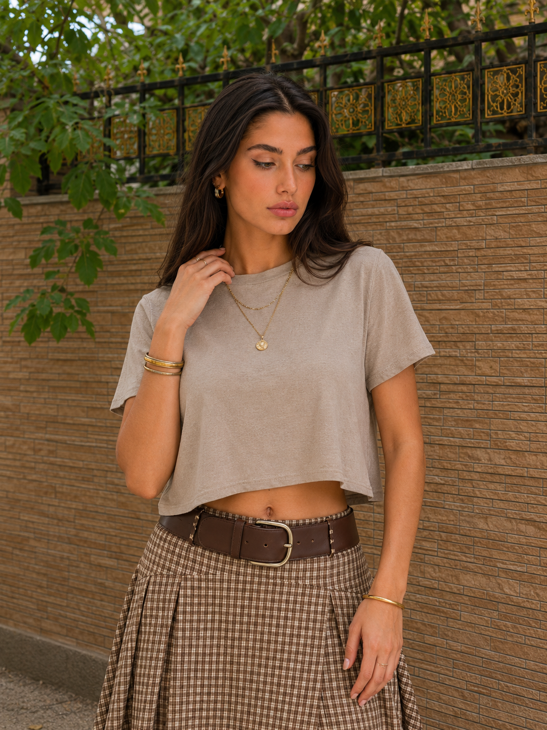 LT1K Crop Light Taupe Essential Oversize T-Shirt