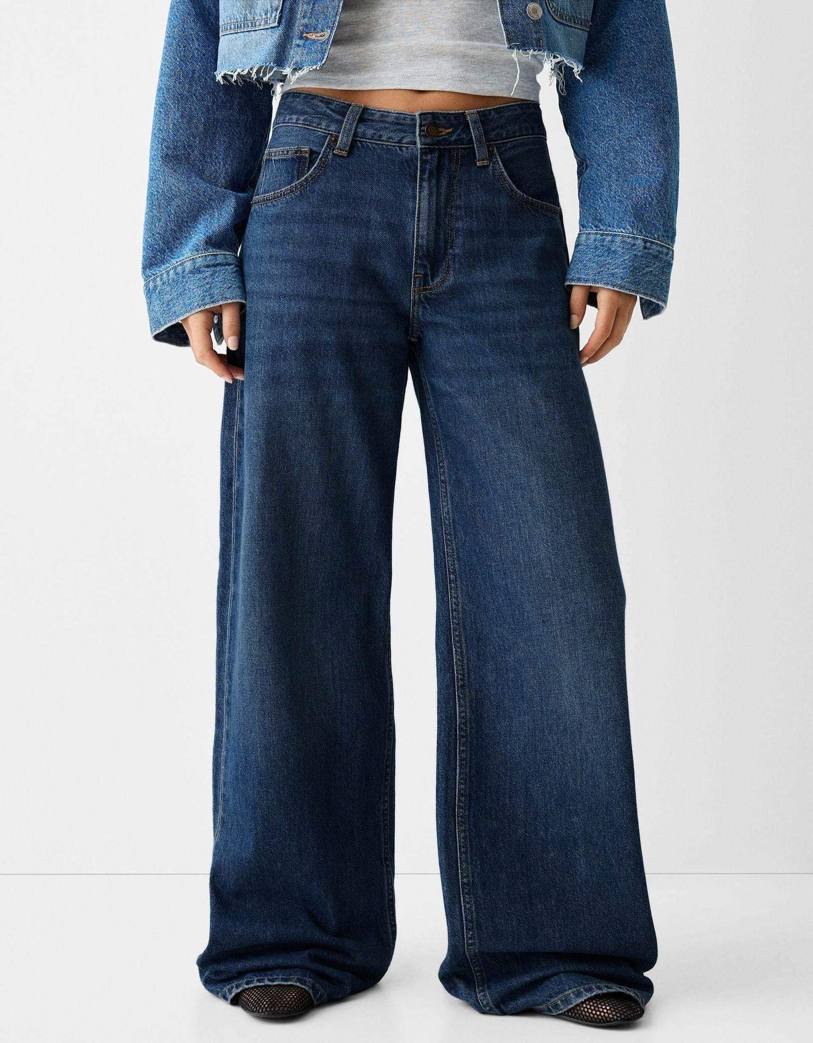 Zara Dark-Blue Wide Leg Jeans (Without Blasting and Whisker). - lessthan1thousand