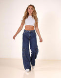 MANGO Dark Blue Cargo Wideleg Jeans. - lessthan1thousand