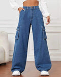 MANGO Dark Blue Cargo Wideleg Jeans (Minor Fault) - lessthan1thousand