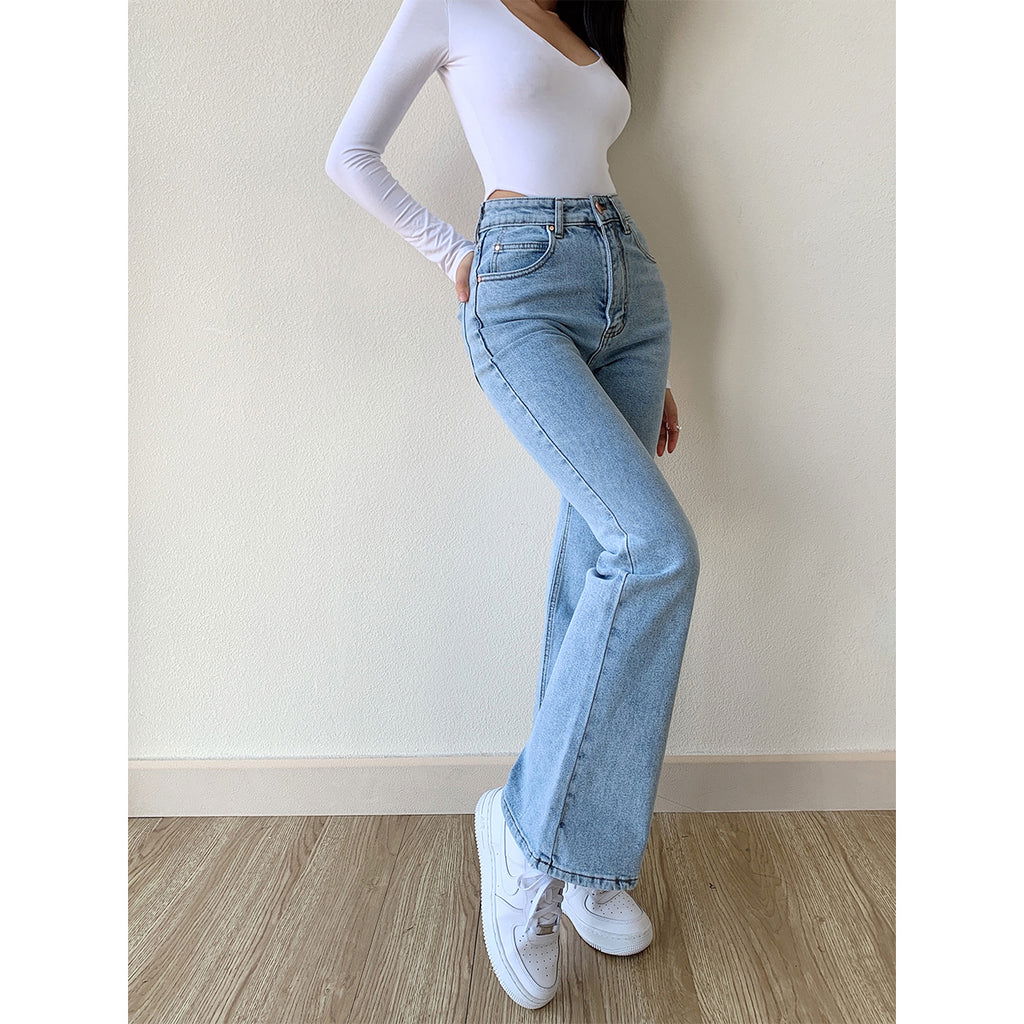 MANGO Light Blue High-Waisted Flare Jeans (Minor Fault) - lessthan1thousand
