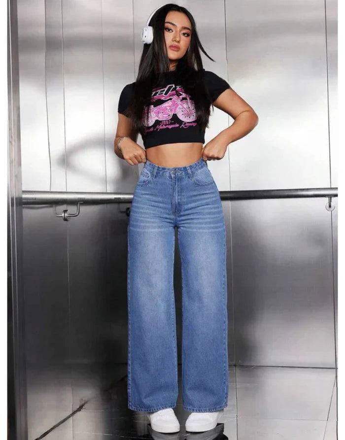 MID-Blue Wide Leg Jeans. (Minor Faults) - lessthan1thousand
