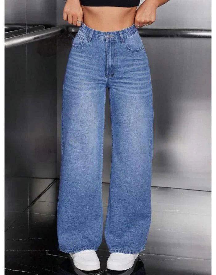 MID-Blue Wide Leg Jeans. (Minor Faults) - lessthan1thousand