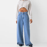 MANGO MID-Blue Wide Leg Jeans.  (Without Blasting) - lessthan1thousand