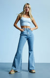 Mid-Blue High-Waisted Flare Jeans