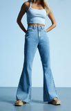 MANGO Mid-Blue High-Waisted Flare Jeans - lessthan1thousand