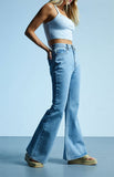 MANGO Mid-Blue High-Waisted Flare Jeans - lessthan1thousand