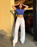 MANGO White Cargo Wideleg Jeans. (Minor Fault) - lessthan1thousand