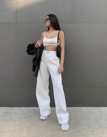 Bershka White High-Waist Loose Leg Jeans. - lessthan1thousand