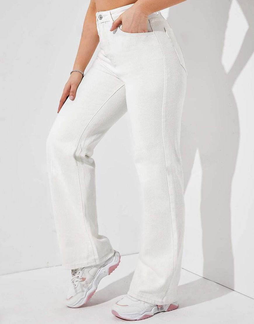 MANGO White High-Waist Loose Leg Jeans. - lessthan1thousand