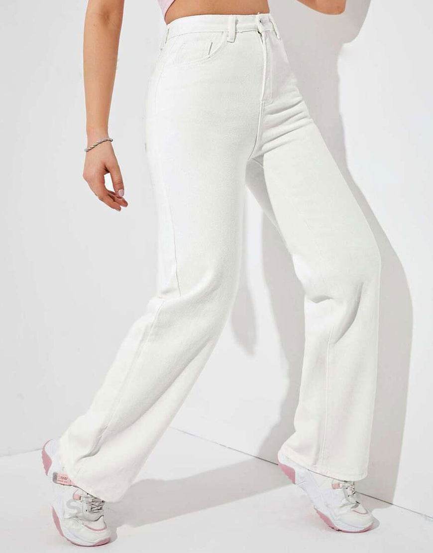 MANGO White High-Waist Loose Leg Jeans. - lessthan1thousand