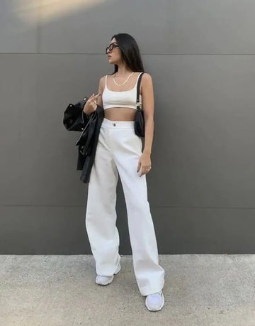 MANGO White High-Waist Loose Leg Jeans (Minor Fault) - lessthan1thousand