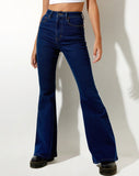 MNG Dark Blue High-Waisted Flare Jeans. - lessthan1thousand