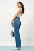 ZARA Dark Blue Knee-Ripped High-Waisted Wide-Leg Jeans. - lessthan1thousand