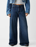 MNG Dark Blue Wide Leg Jeans. (Without Blasting and Whisker). - lessthan1thousand