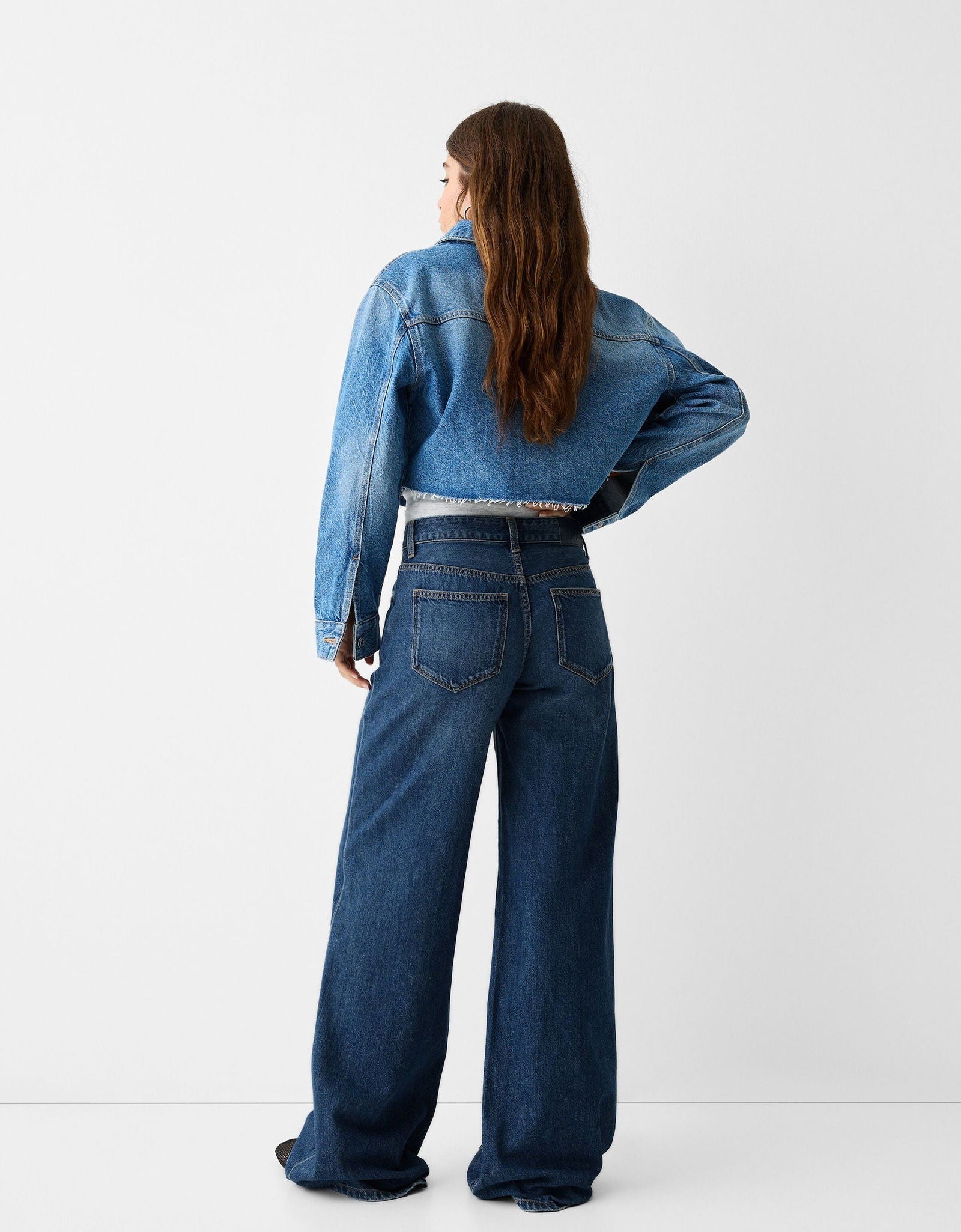 MNG Dark Blue Wide Leg Jeans. (Without Blasting and Whisker). - lessthan1thousand