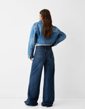 MNG Dark Blue Wide Leg Jeans. (Without Blasting and Whisker). - lessthan1thousand