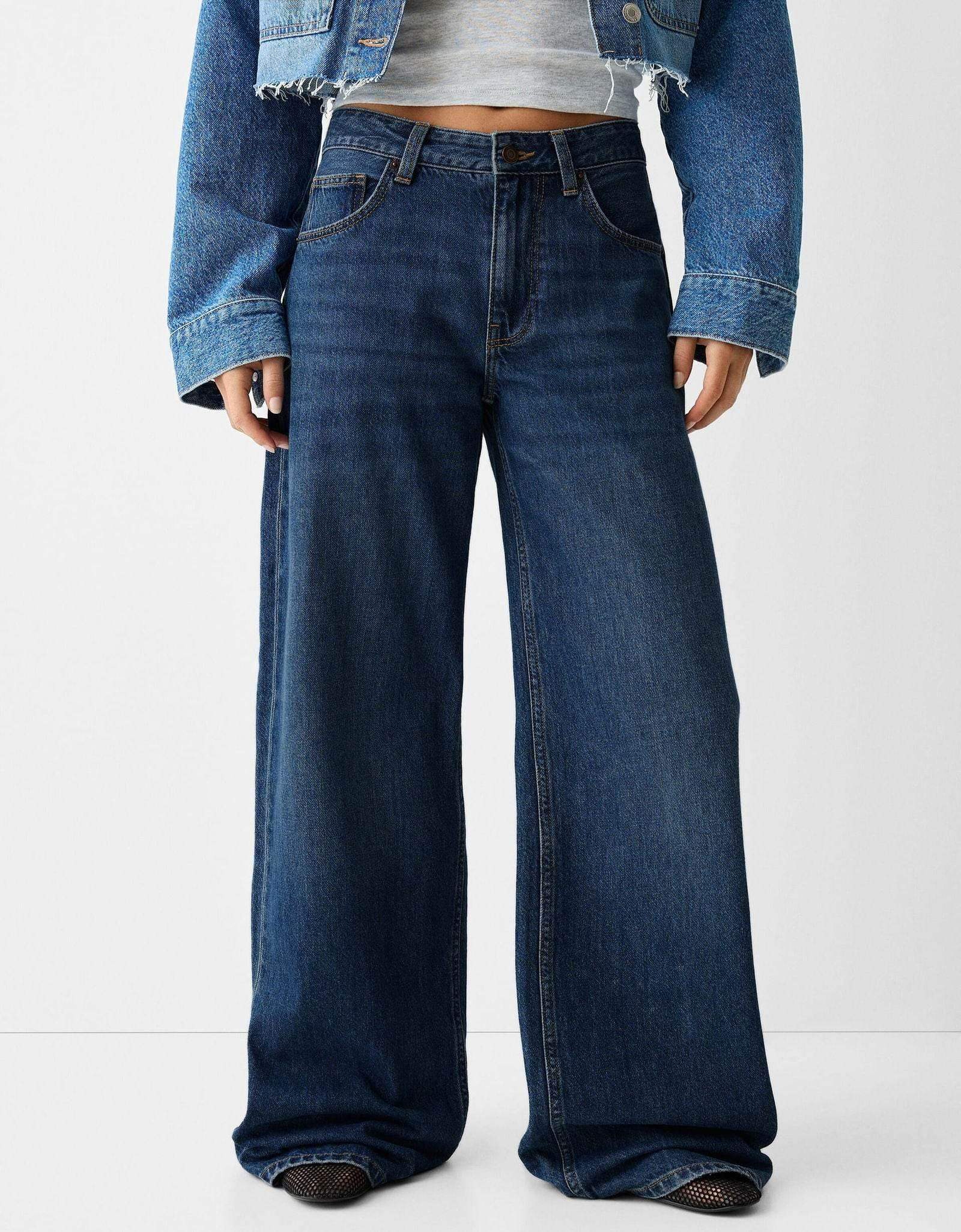MNG Dark Blue Wide Leg Jeans (Minor Fault) - lessthan1thousand