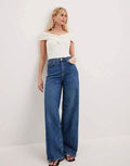 MNG Dark Blue Wide Leg Jeans (Minor Fault) - lessthan1thousand