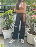 MNG Dark Grey Knee Ripped Wide-Leg Jeans - lessthan1thousand