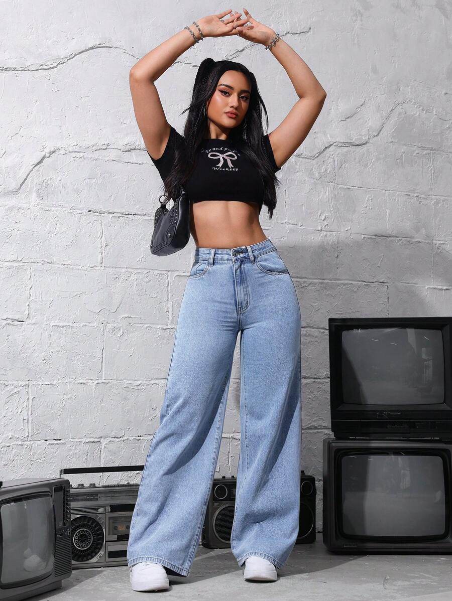 MNG Light-Blue High-Waisted Loose Jeans - lessthan1thousand