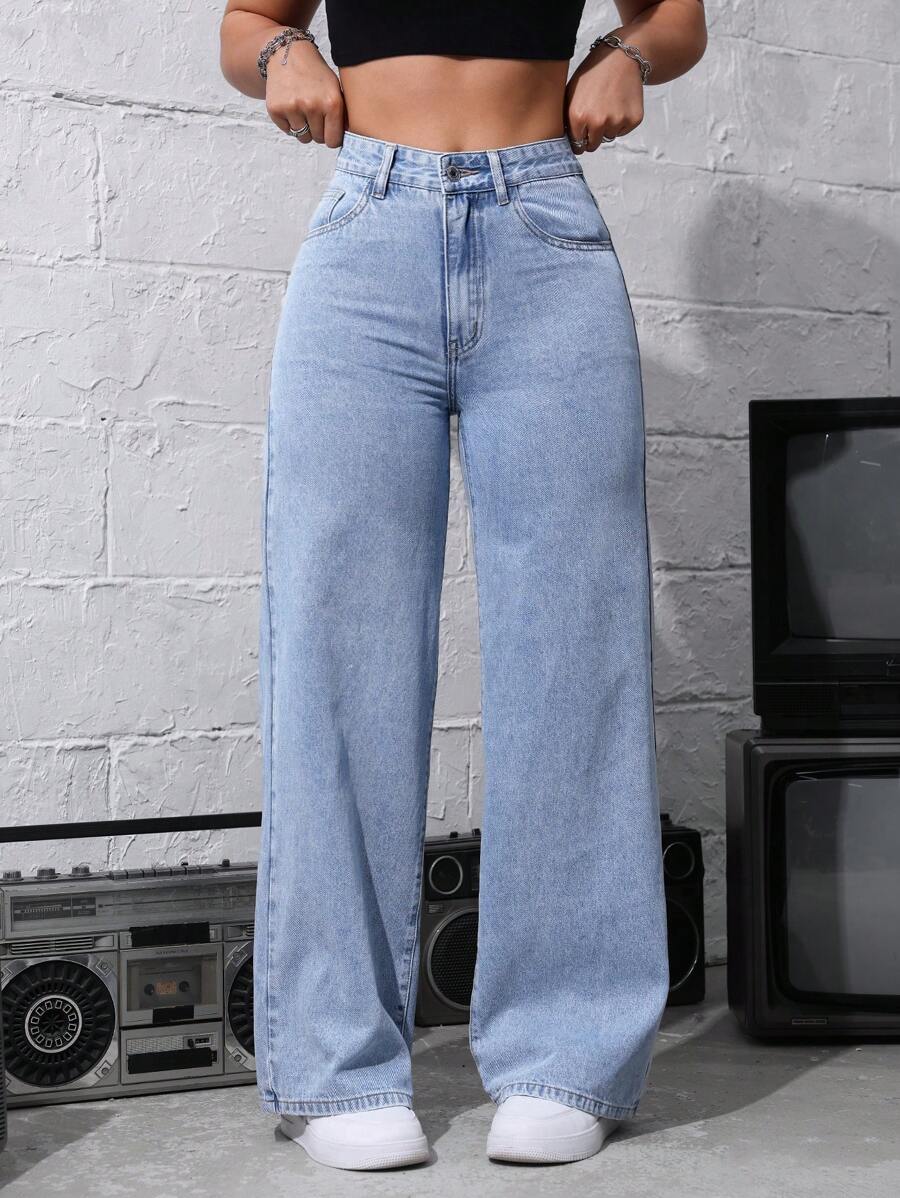 MNG Light-Blue High-Waisted Loose Jeans - lessthan1thousand