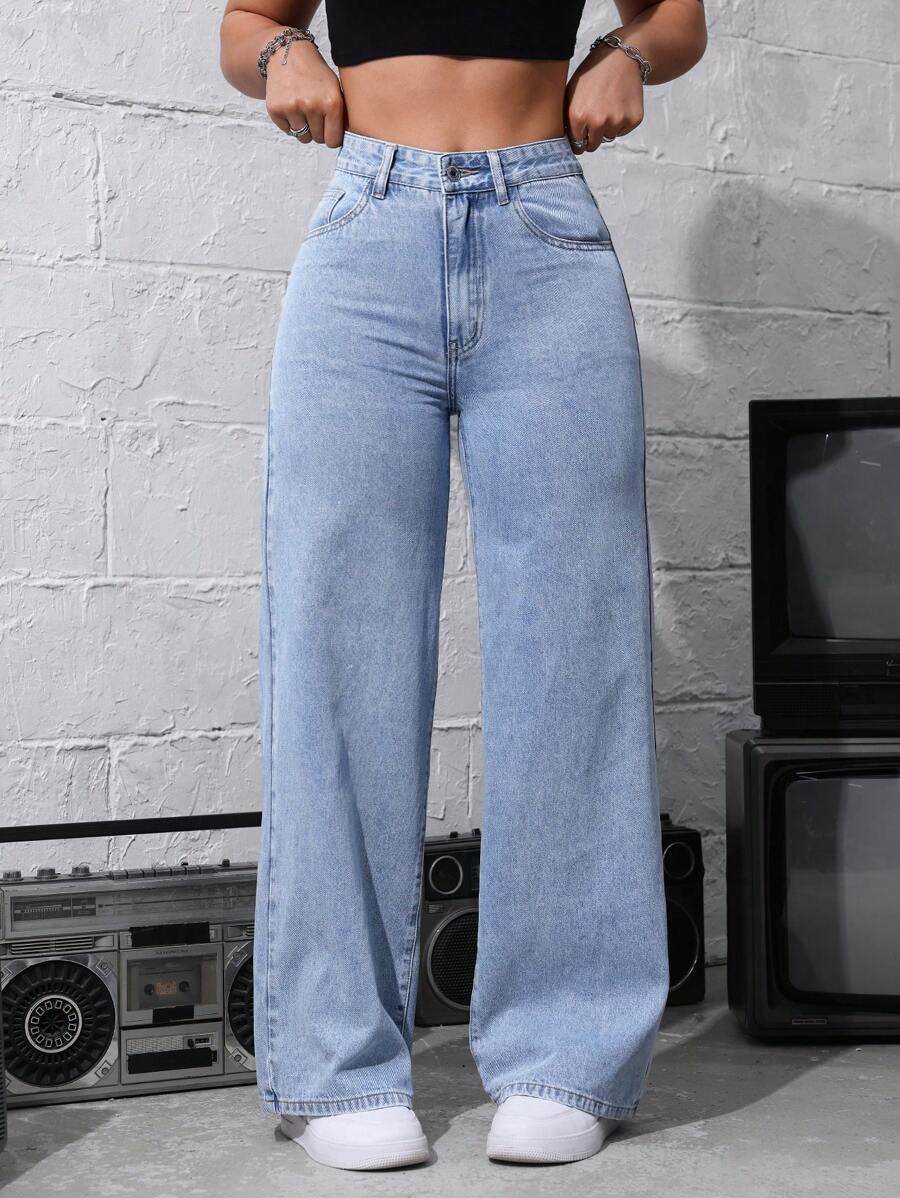 MNG Light-Blue High-Waisted Loose Jeans - lessthan1thousand