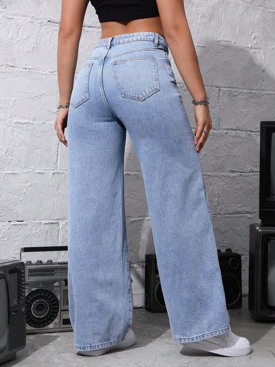 Bershka Light-Blue High-Waisted Loose Jeans - lessthan1thousand