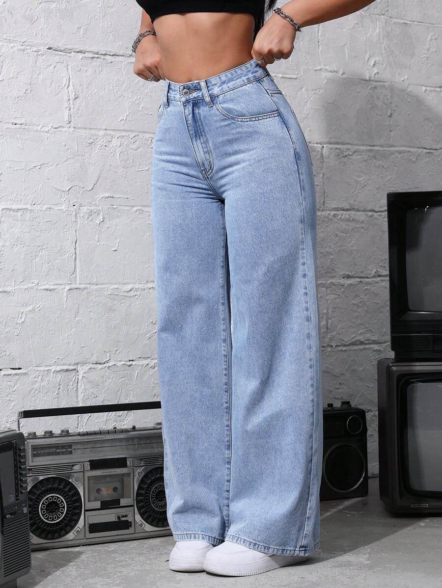 MNG Light-Blue High-Waisted Loose Jeans - lessthan1thousand