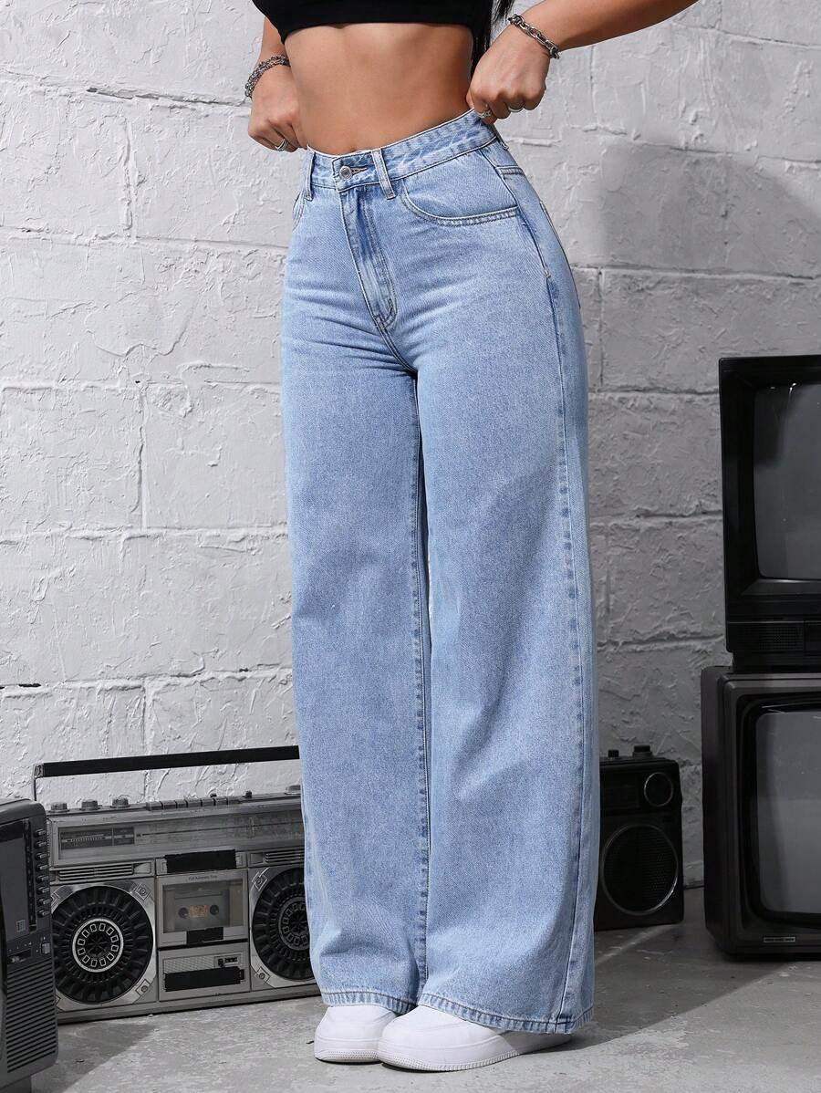 Bershka Light-Blue High-Waisted Loose Jeans - lessthan1thousand