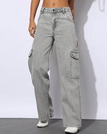 MNG Light Grey Wide Leg Cargo Jeans. - lessthan1thousand