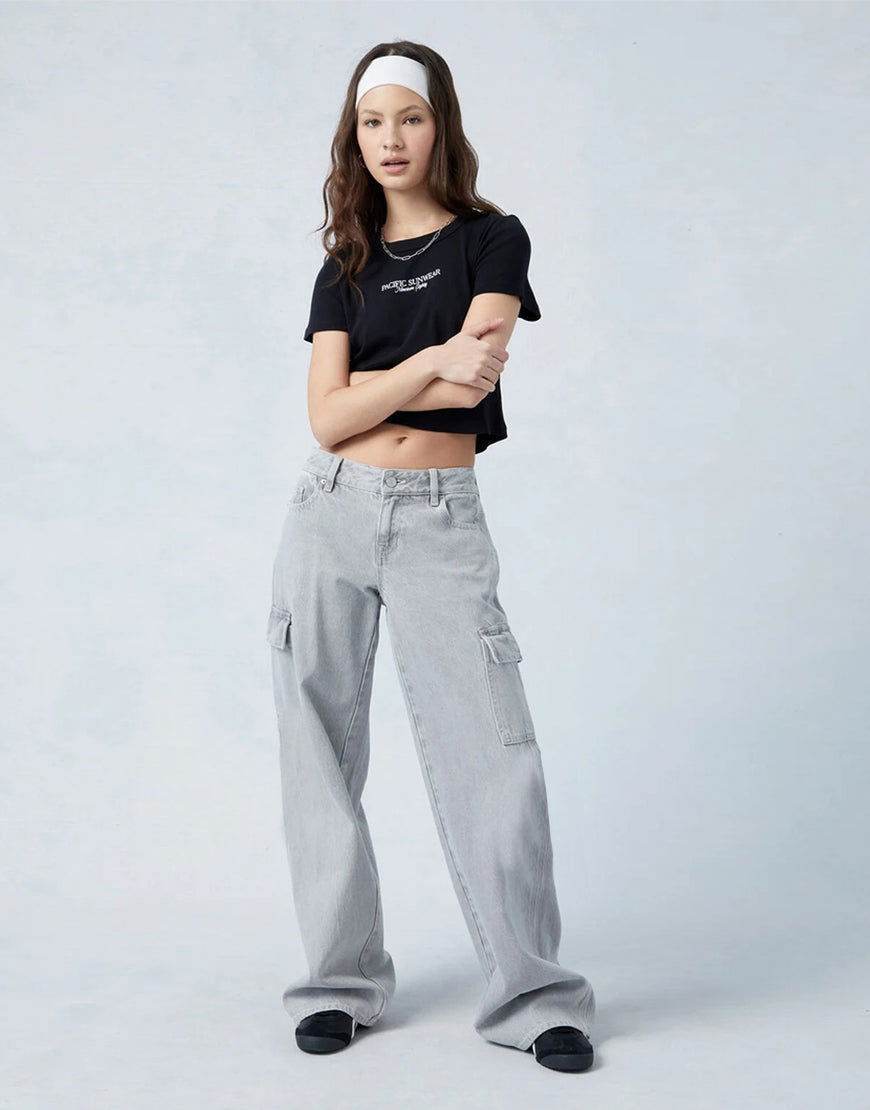 MNG Light Grey Wide Leg Cargo Jeans. - lessthan1thousand