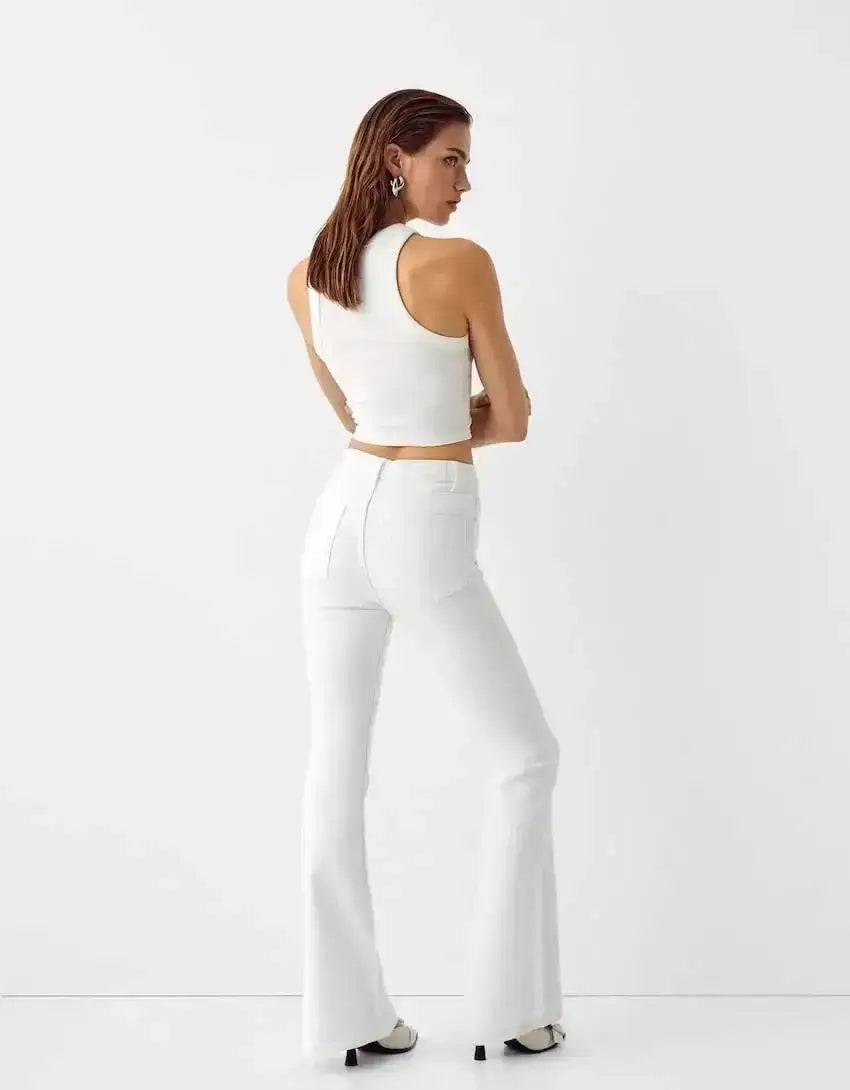 Bershka White Flare Jeans - lessthan1thousand