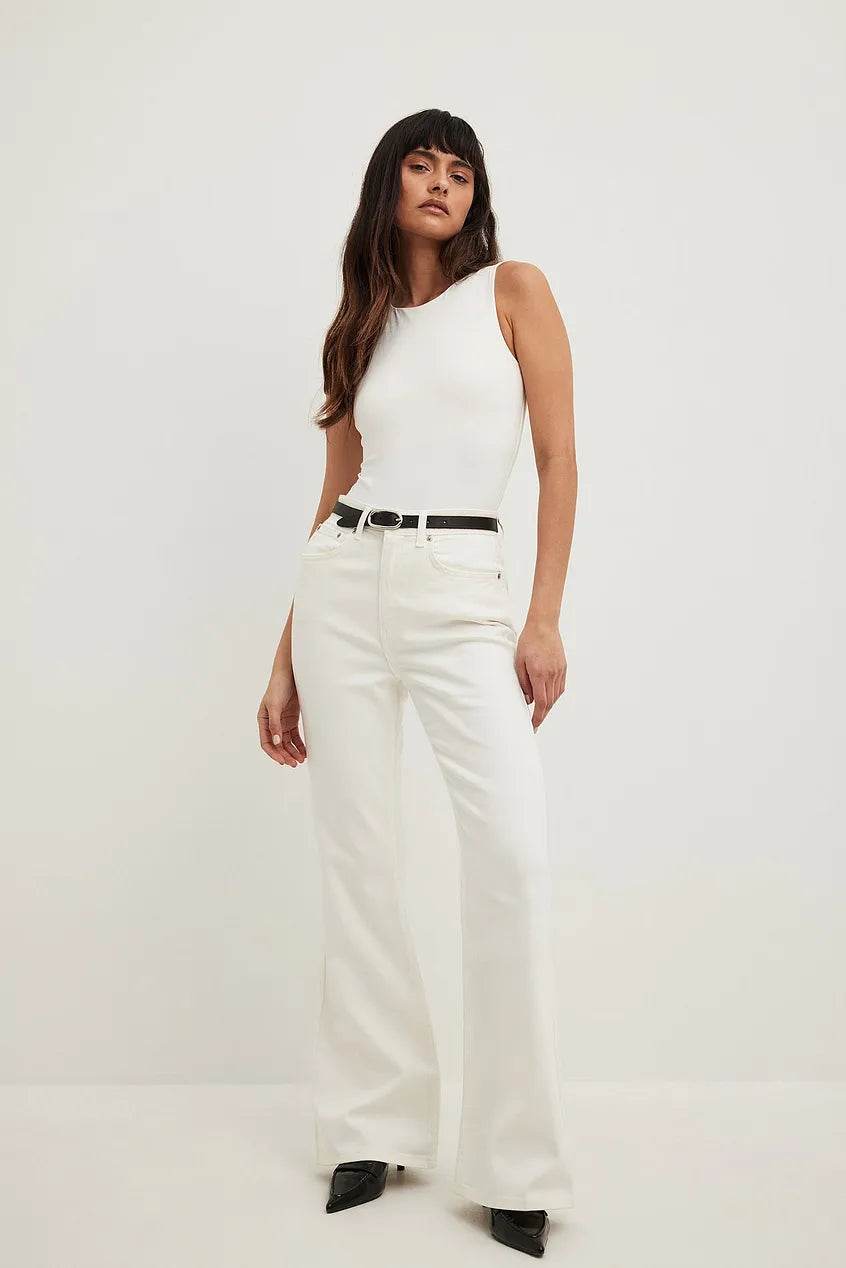 Bershka White Flare Jeans - lessthan1thousand