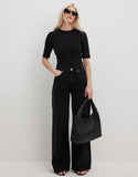 MNG Stone Black High-Waist Wide-Leg Jeans (Faded Black).